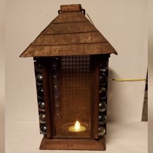 RARE Japanese Architecture Lantern Candlelight Tealight Holder Heavy Metal 9.5"